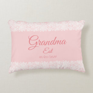 Change Any Text Grandma est Grandmother Baby Pink Accent Pillow