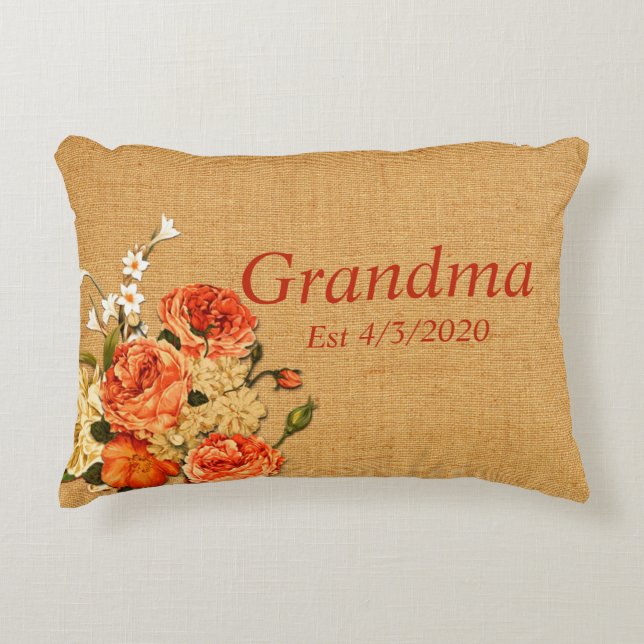 Change Any Text Grandma est Grandmother Beige Baby Accent Pillow (Front)