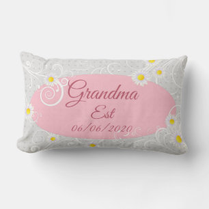 Change Any Text Grandma est Grandmother Pink Girl Lumbar Pillow