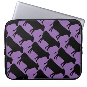 Change Background Colour Black Cow Laptop Sleeve
