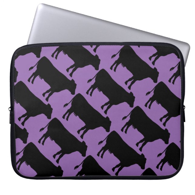 Change Background Colour Black Cow Laptop Sleeve (Front)