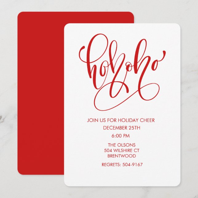 CHANGE COLOR - Ho Ho Christmas Holiday Invitation (Front/Back)
