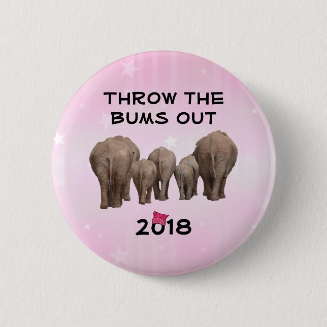 Change Date to 2020 Pink Hat Throw the Bums Out 2 Inch Round Button (Front)