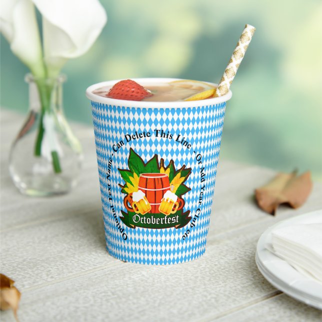 Change / Delete Text Add Other Details Octoberfest Paper Cups (Insitu)