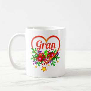Change Grandmother Name - Gran Heart & Flowers Coffee Mug
