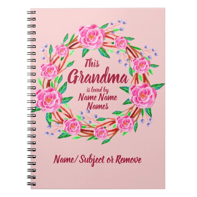 Change Grandmother Name Loved by Grandchildren Notebook (Front)