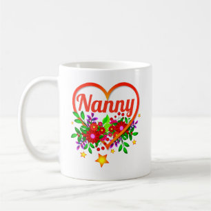 Change Grandmother Name - Nanny - Heart & Flowers Coffee Mug