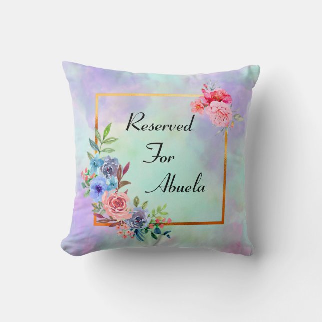 Change Grandmother Name Text Reserved for Abuela Throw Pillow (Front)