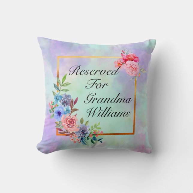 Change Grandmother Name Text Reserved for Grandma Throw Pillow (Front)