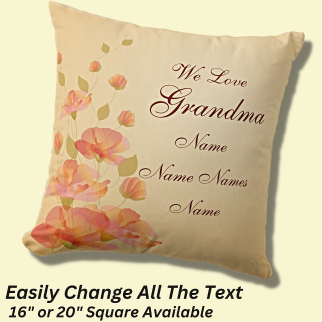 Change Grandmother Name We Love Grandma Nana Mimi Throw Pillow (Creator Uploaded)