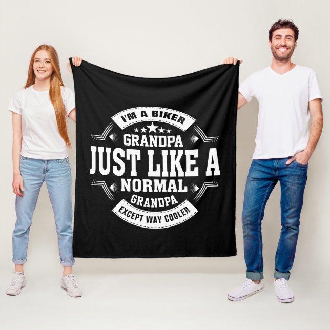 Change Grandpa Name, & some text Biker Grandfather Fleece Blanket (In Situ)