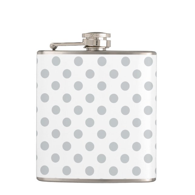 Change Grey Polka Dots Any Colour Click Customize Hip Flask (Front)