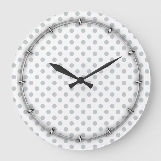 Change Grey Polka Dots Any Colour Click Customize Large Clock (Front)