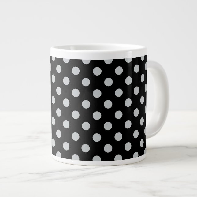 Change Grey Polka Dots Any Colour Click Customize Large Coffee Mug (Front Right)