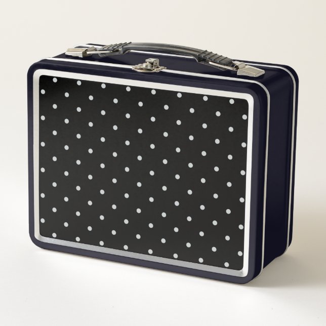 Change Grey Polka Dots Any Colour Click Customize Metal Lunch Box (Front)