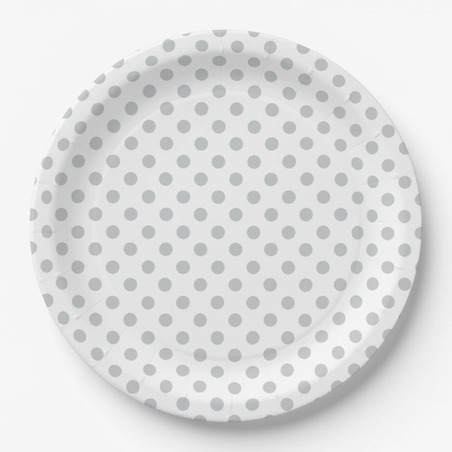 Change Grey Polka Dots Any Colour Click Customize Paper Plate (Front)