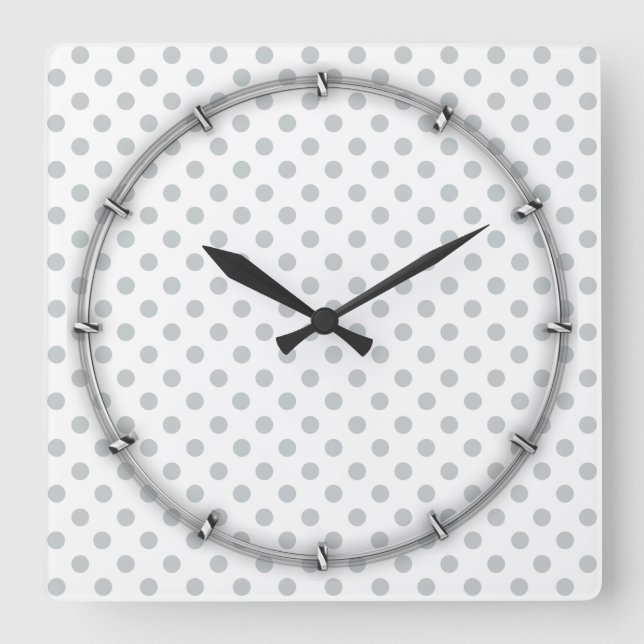 Change Grey Polka Dots Any Colour Click Customize Square Wall Clock (Front)