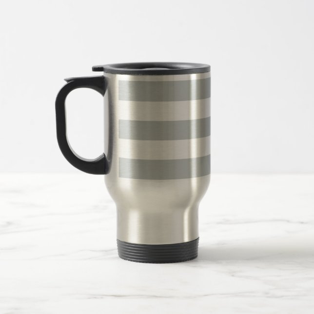 Change Grey Stripes to  Any Colour Click Customize Travel Mug (Left)
