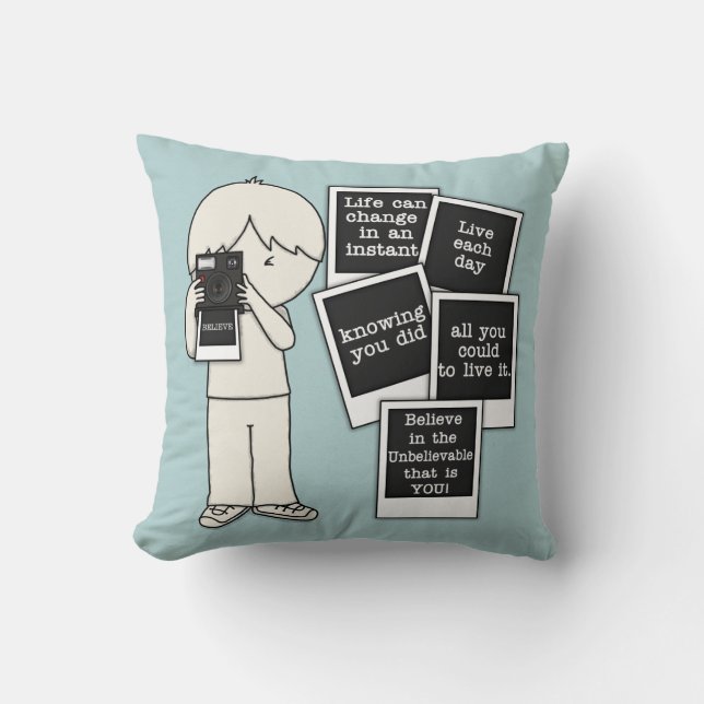 Change in an Instant Throw Pillow (Front)