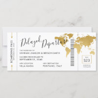 Change in Plans Gold Map Boarding Ticket Wedding