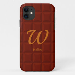 Change Initial, Add (delete) Name, Brown Cushioned iPhone 11 Case