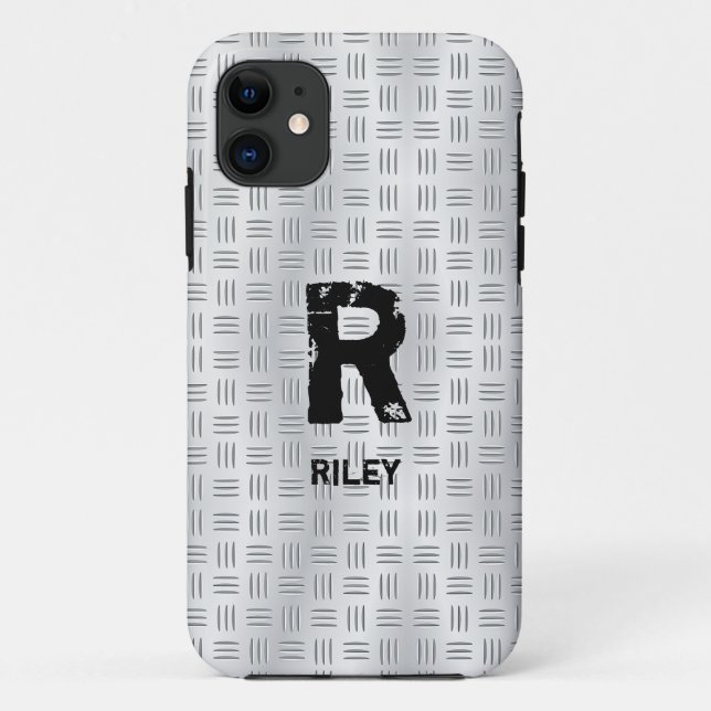 Change Initial, Add (delete) Name, Chequered Plate Case-Mate iPhone Case (Back)