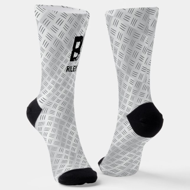 Change Initial, Add (delete) Name, Chequered plate Socks (Angled)