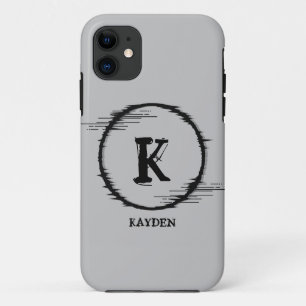 Change Initial, Add (delete) Name Distorted Circle iPhone 11 Case