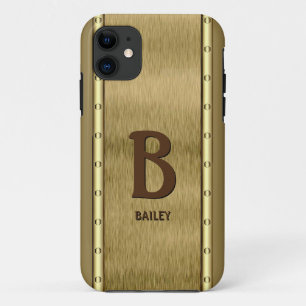 Change Initial, Add (delete) Name, Metal Brown iPhone 11 Case