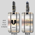 Change Initial, Add (delete) Name, Metal Strips Luggage Tag<br><div class="desc">Change it to any Initial you want,  Add (or delete) the Name on this design if you like - Add more details on the back - - See my store for lots more great gift ideas. See the Men's Initial Monogram Gifts Category for more designs like this.</div>