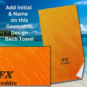 Change Initial, Add (delete) Name,  Orange Yellow Beach Towel