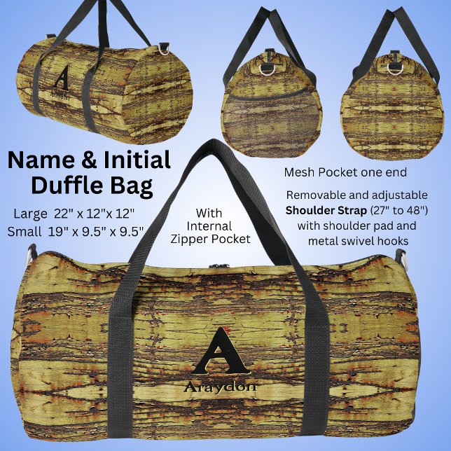 Change Initial, Add (delete) Name Rusty Metal Look Duffle Bag (Creator Uploaded)