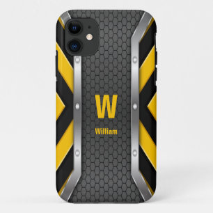 Change Initial, Add (delete) Name, Safety Yellow  iPhone 11 Case