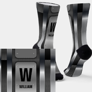 Change Initial, Add (delete) Name, Silver Metallic Socks