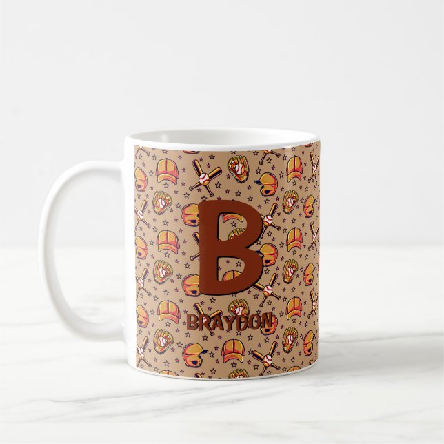 Change Initial Add Name A B C D E F G   Baseball Coffee Mug (Left)