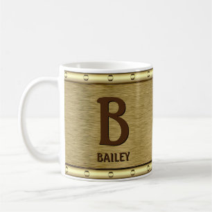 Change Initial Add Name A B C D E F G  Metal Brown Coffee Mug