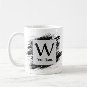 Change Initial Add Name Black Brush - W X Y Z Coffee Mug