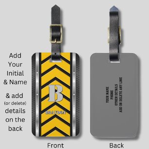 Change Initial Add Name Black Yellow Silver Arrows Luggage Tag