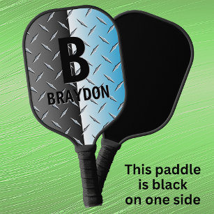 Change Initial, Add Name, Blue Chrome Look         Pickleball Paddle