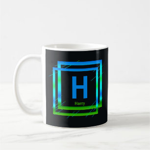 Change Initial Add Name Blue Green Squares A B C D Coffee Mug