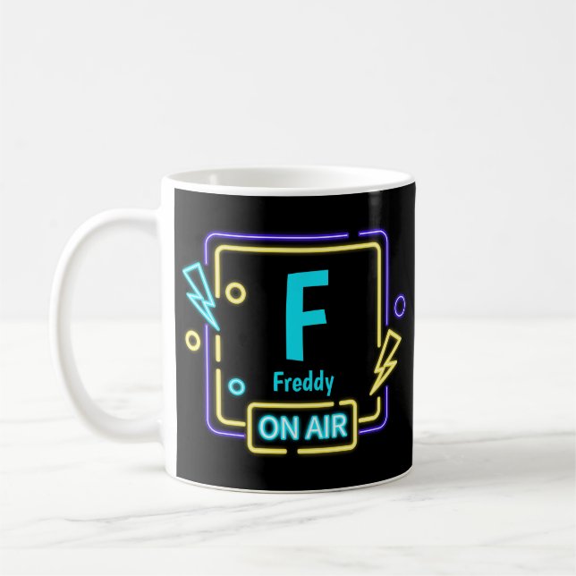 Change Initial Add Name Blue Yellow On Air E F G H Coffee Mug (Left)