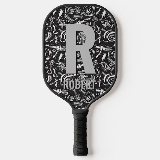 Change Initial, Add Name,  Car Parts for Mechanic Pickleball Paddle (Front)