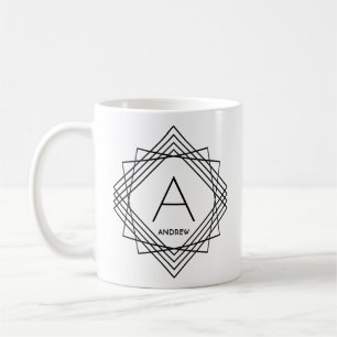 Change Initial Add Name Classic Geometric A B C D Coffee Mug