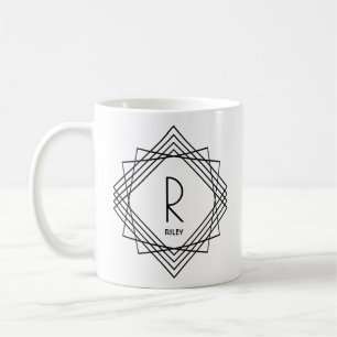 Change Initial Add Name Classic Geometric Q R S T  Coffee Mug