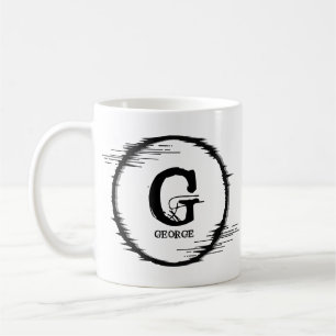 Change Initial Add Name Distorted Circle E F G H  Coffee Mug