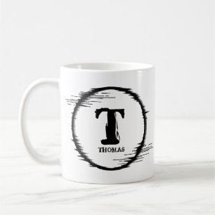Change Initial Add Name Distorted Circle Q R S T Coffee Mug
