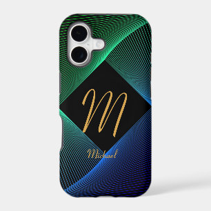 Change Initial Add Name Geometric Green Blue Swirl