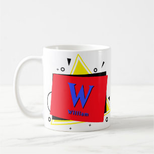 Change Initial Add Name Geometric Layers - W X Y Z Coffee Mug