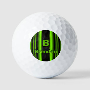 Change Initial Add Name Green & Black Stripes      Golf Balls