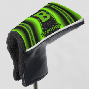 Change Initial Add Name Green & Black Stripes Golf Head Cover